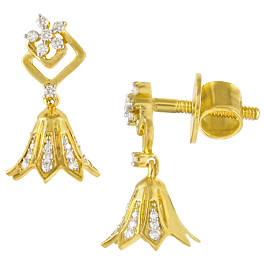 Modern Bloomed Floral Pattern Diamond Earrings-EF IF VVS-18kt Rose Gold