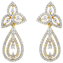 Queenly Tri Petal Pear Drop Diamond Earrings