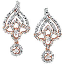 Royal Ogee Floral Diamond Earrings-1-EF IF VVS-18kt Rose Gold