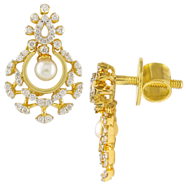 Adorable Chand Bali Pattern Diamond Earrings-EF IF VVS-18kt Rose Gold
