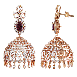 Ethereal Ruby Floral Diamond Earrings-EF IF VVS-18kt Rose Gold