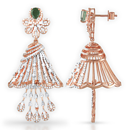 Sophisticated Trendy Emerald Diamond Earrings