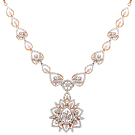 Exquisite Floral Dual Tone Diamond Necklaces-EF IF VVS-18kt Rose Gold