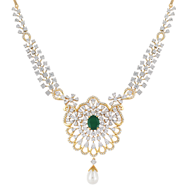 Shimmering Emerald Stone Diamond Necklaces
