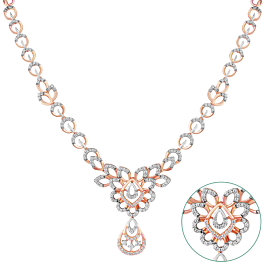 Captivating Floral Drop Diamond Necklaces-EF IF VVS-18kt Rose Gold