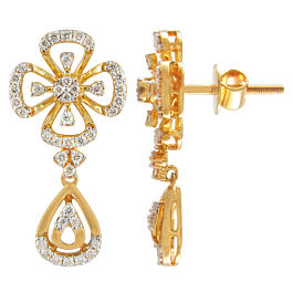 Royal Four Petal Floral Diamond Earrings-EF IF VVS-18kt Rose Gold