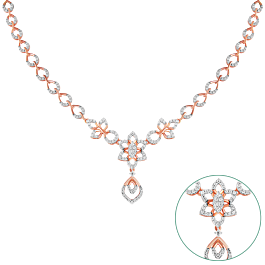 Charming Sleek Floral Diamond Necklaces-EF IF VVS-18kt Rose Gold