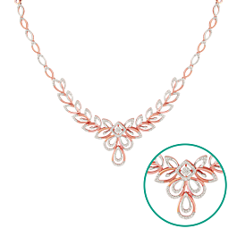 Modern Leaf Pattern Diamond Necklaces-EF IF VVS-18kt Rose Gold