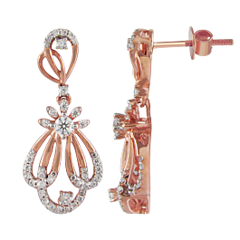 Luxurious Triple Petal Diamond Earrings-EF IF VVS-18kt Rose Gold