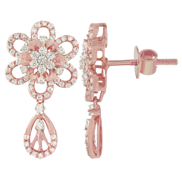 Ravishing Floral Drop Diamond Earrings-EF IF VVS-18kt Rose Gold