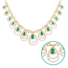 Enchanting Emerald Pear Shaped Diamond Necklaces