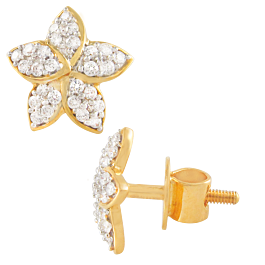 Classic Trendy Floral Diamond Earrings-EF IF VVS-18kt Rose Gold