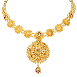 Dreamy Floral Mesh Gold Necklace