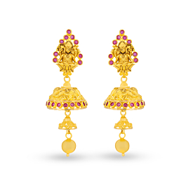 Goddess Sri Lakshmi Drops Gold Earrings