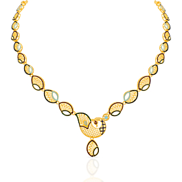 Vintage Enamel Coated Peacock Gold Necklace