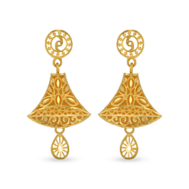 Exotic Leaf Pattern Gold Earrings