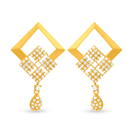 Semi Stone Geometric Stylish Gold Earrings