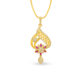Glossy Ornate Floral Gold Pendant