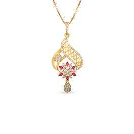 Glossy Ornate Floral Gold Pendant