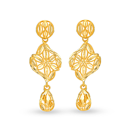 Contemporary Floral Gold Earrings