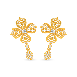 Shining Fancy Floral Gold Earrings