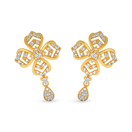 Shining Fancy Floral Gold Earrings