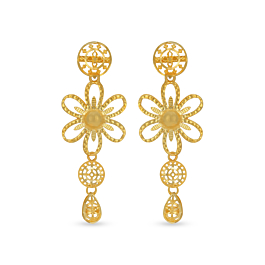Ebullient Circular Floral Gold Earrings