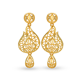 Simplistic Leaf Pattern Gold Earrings