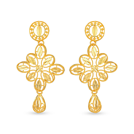 Ornate Concentric Floral Gold Earrings