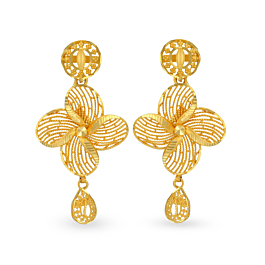 Attractive Sleek Floral Gold Earrings