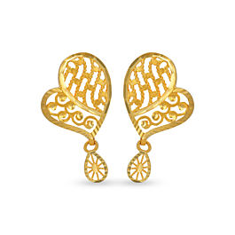 Modish Heartin Drops Gold Earrings