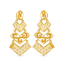 Opulent Swirl Pattern Gold Earrings