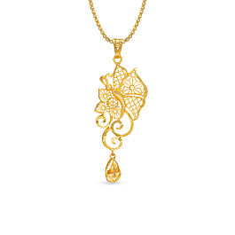 Sublime Butterfly Floral Gold Pendant