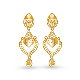 Splendid Twin Heartin Gold Earrings