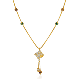 Shimmering Dangling Beaded Gold Necklace