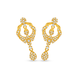 Glimmering White Stone Gold Earrings