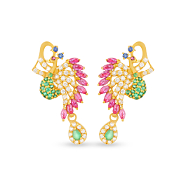 Adorable Fancy Peacock Gold Earrings