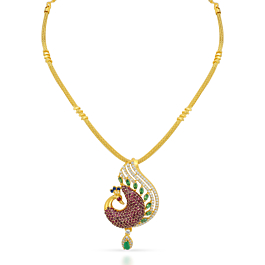 Shimmering Multi Stone Mayuri Gold Necklace
