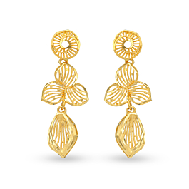 Opulent Tri Petal Floral Gold Earrings