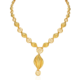 Textured Whimsical Swirls Gold Necklace