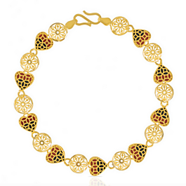 Captivating Enamel Coated Floral Gold Bracelet