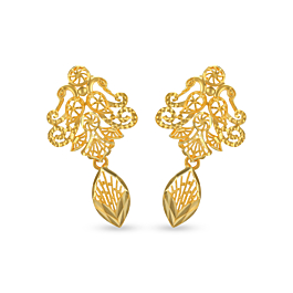 Vintage Twirl Pattern Gold Earrings