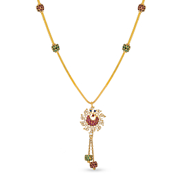 Iridescent Peacock Design Gold Necklace