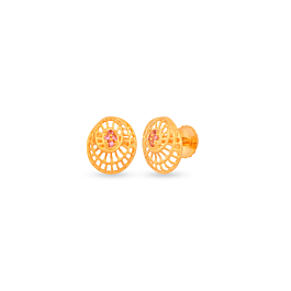 Charming Oval Pattern Gold Earring
