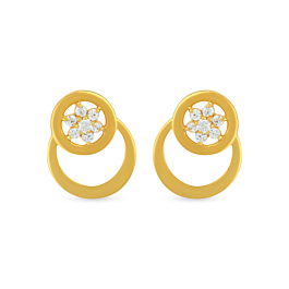 Elegant Circular Floral Gold Earrings
