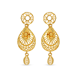 Ebullient Floral Gold Earrings