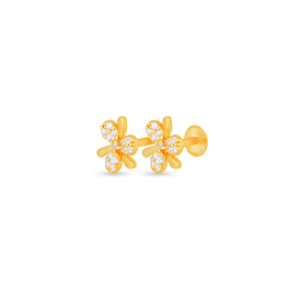 Enchanting Floral Fan Pattern Gold Earrings