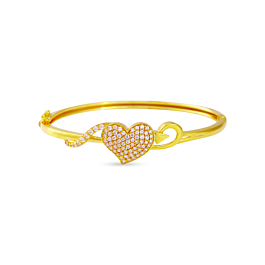 Contemporary Heart And Flexible Arrow Gold Bracelet