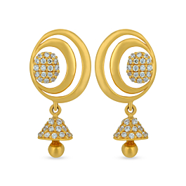 Modern Oval Pattern Gold Earrings
