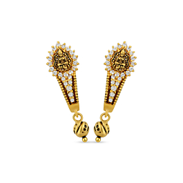 Ethnic Beaded Gold Earrings